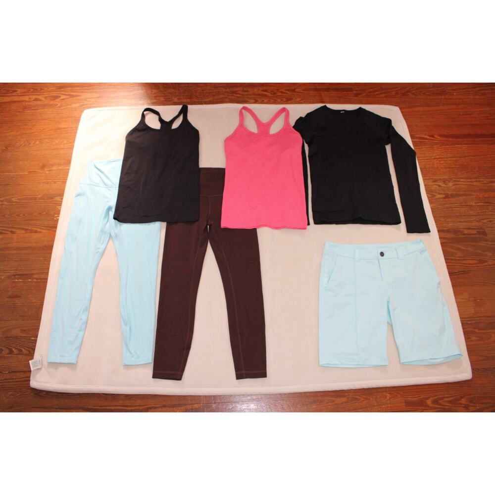 Lululemon Lot 6 Pieces Tops Leggings Shorts Shirt Size 6